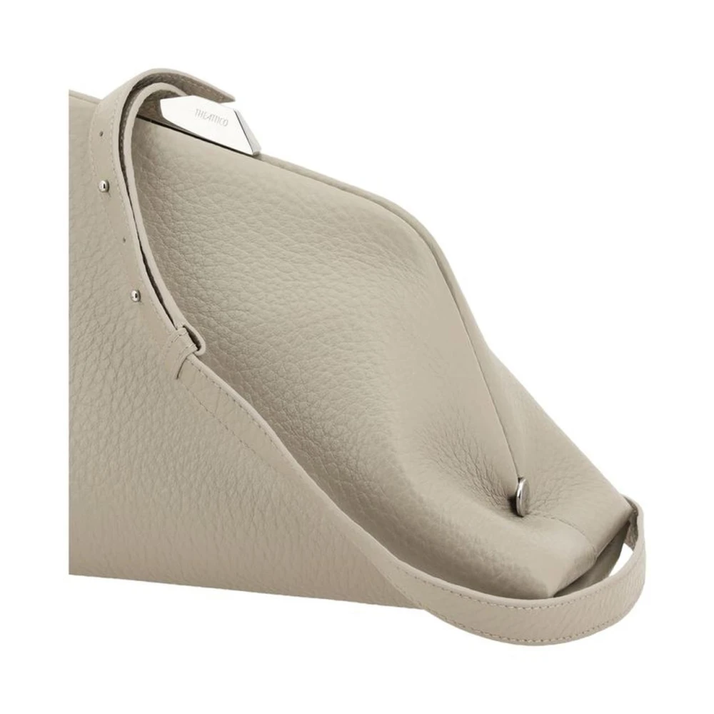 The Attico Geometrische leren schoudertas met magnetische sluiting Beige Dames