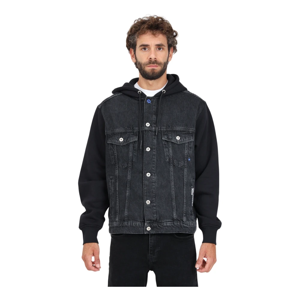 Karl Lagerfeld Heren Denim Jack met Paisley Design Black Heren