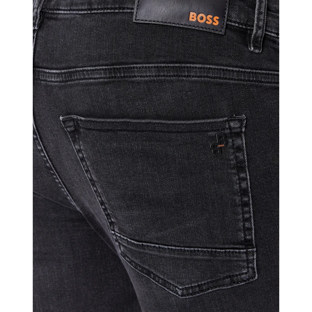 Hugo Boss Heren Orange Delaware Slim Fit Jeans Black Heren