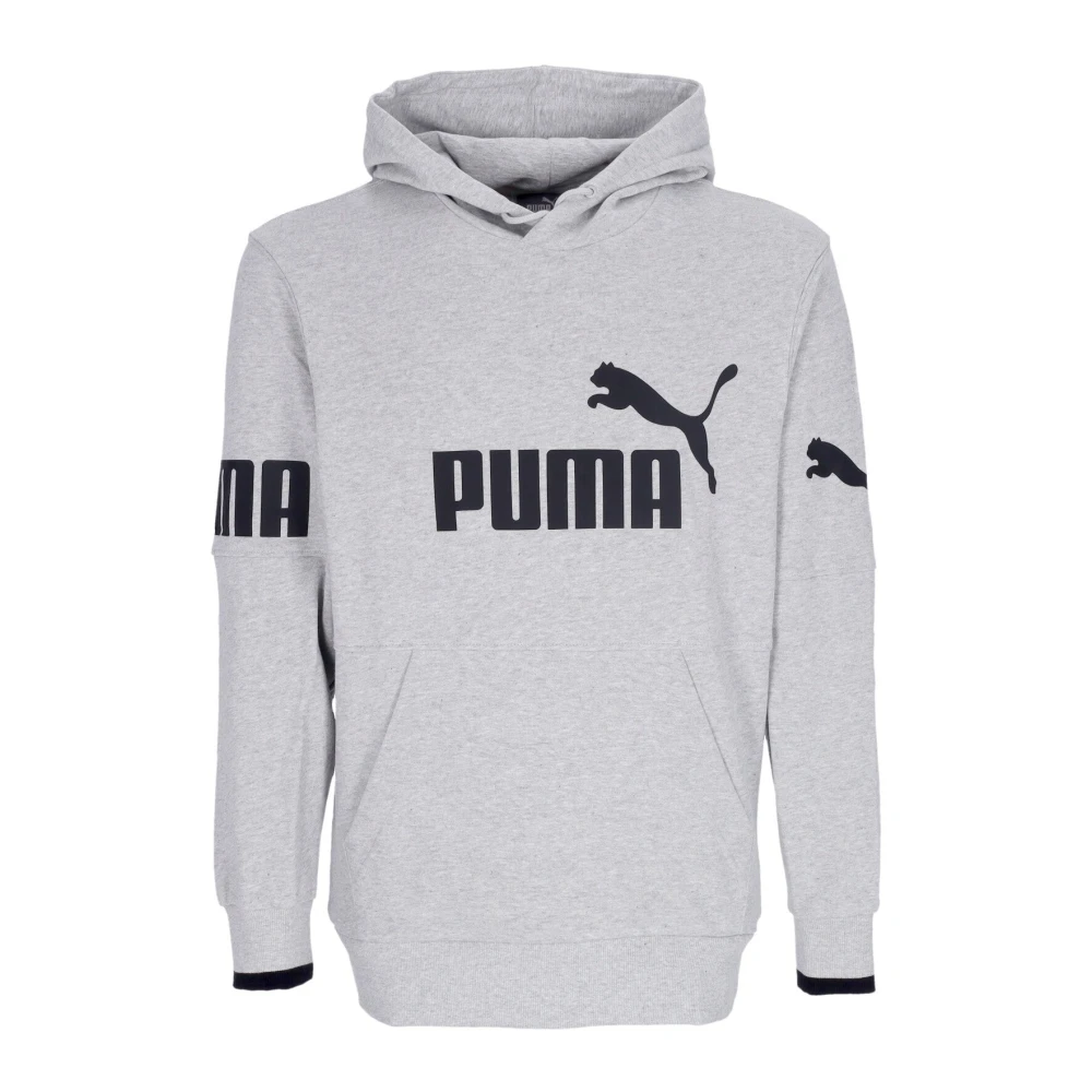 Puma Gray Colorblock Hoodie With Hood And Pocket - Male - Hoodies - L - Sweatshirts & Hoodies
