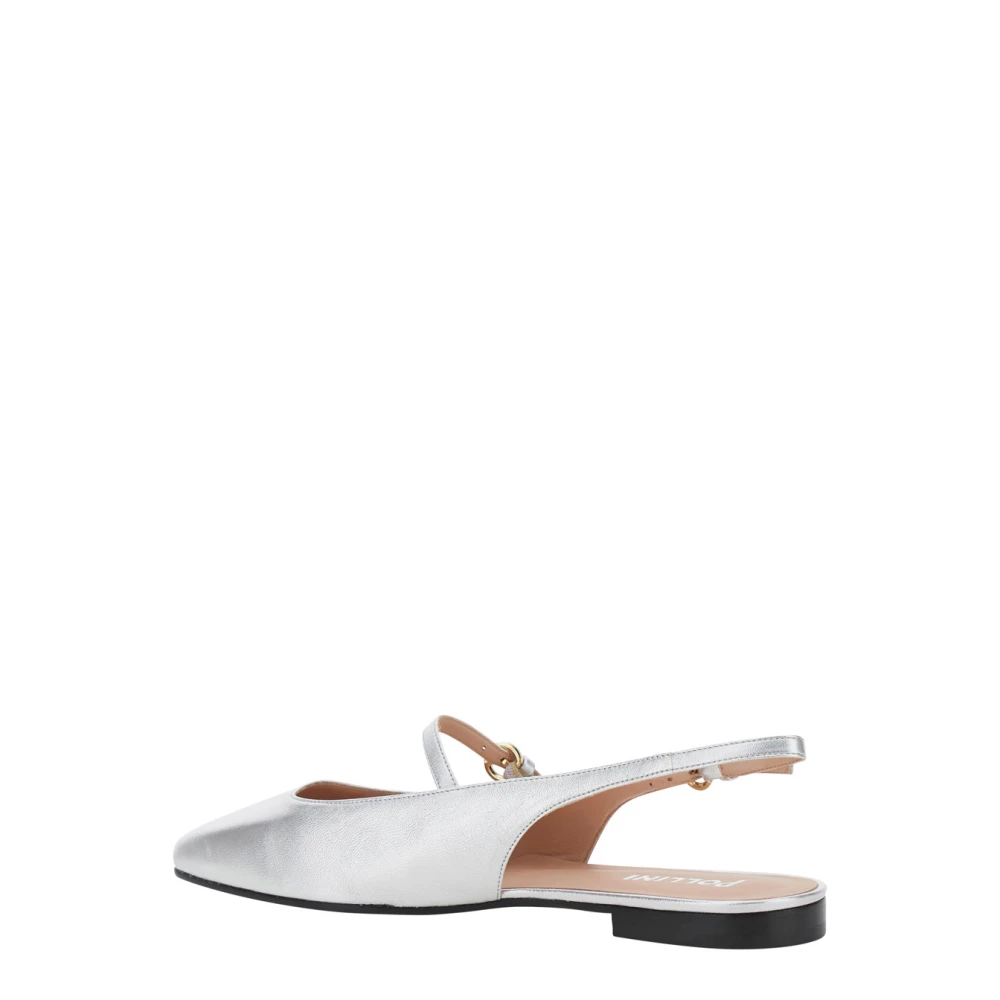 Pollini Grijze Slingback Ballerina Leren Vrouw Gray Dames