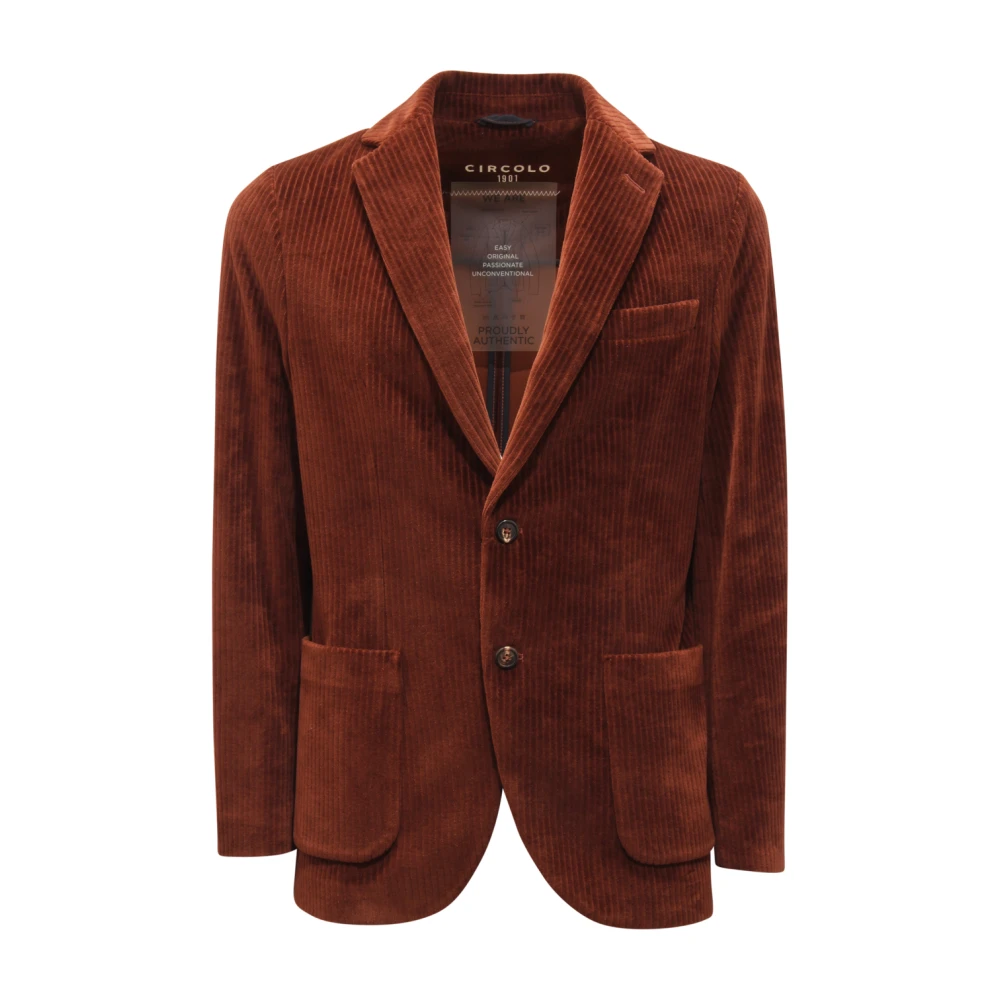 Circolo 1901 Men's Brown Corduroy Velvet Jacket Pecan Color