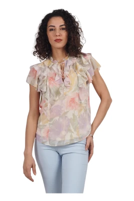 Blus med blommönster