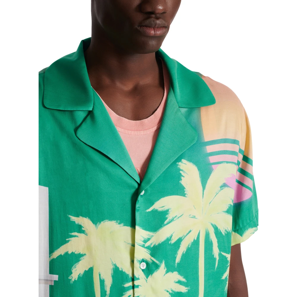 Balmain Kortemouw twill pyjamashirt met palmboomprint Multicolor Heren