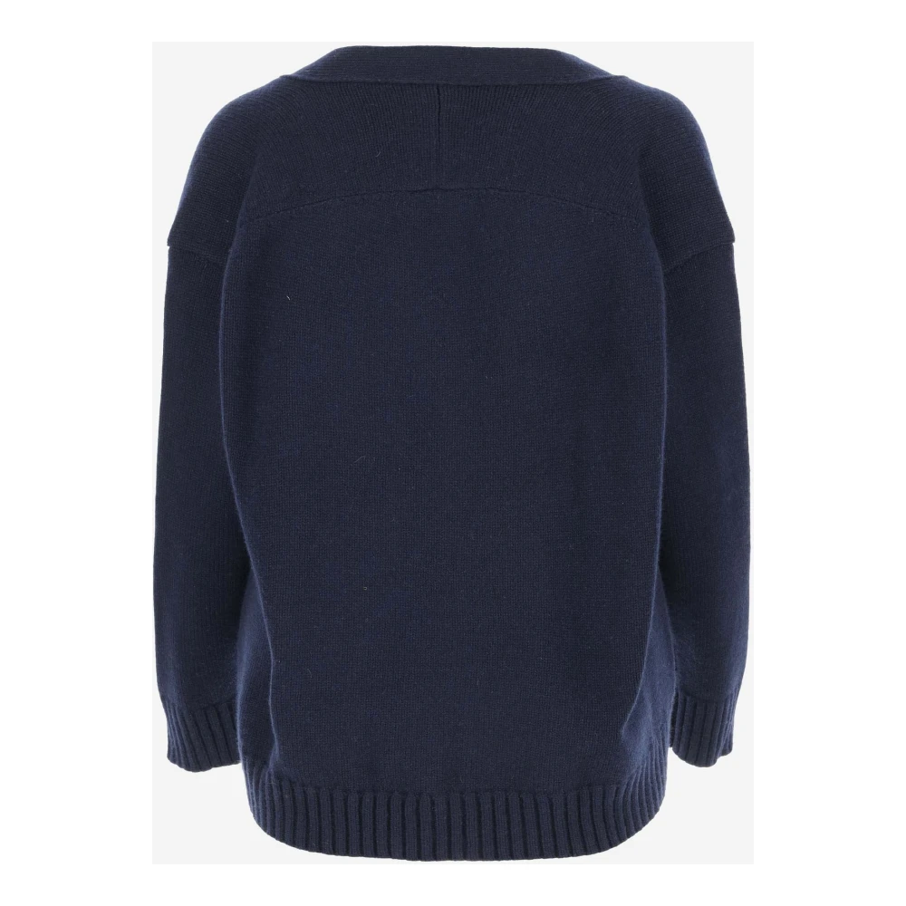 Jil Sander Cashmere Blend V-hals Vest Grijs Blue Dames