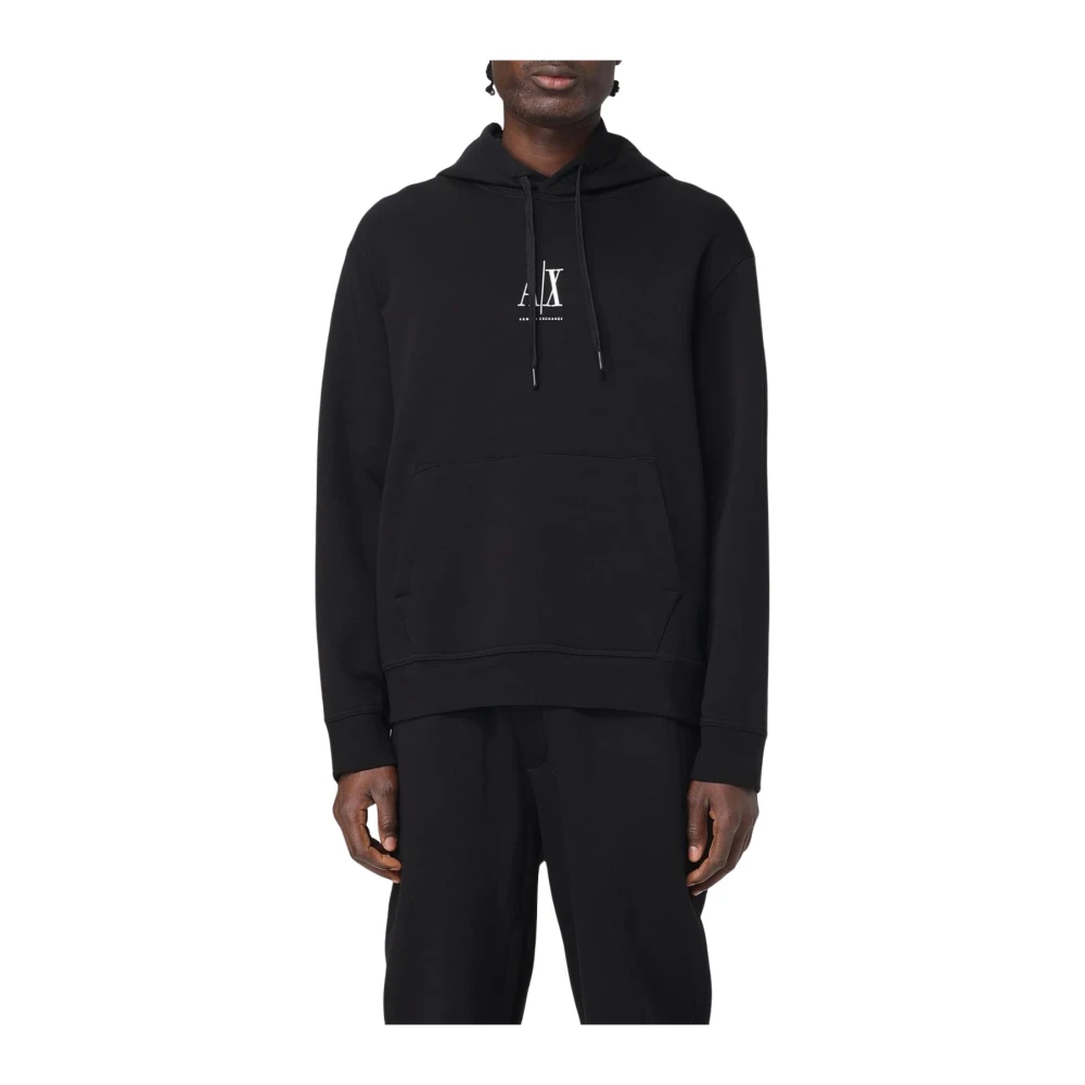 Armani Exchange Men's Black Logo Hoodie Sweatshirt