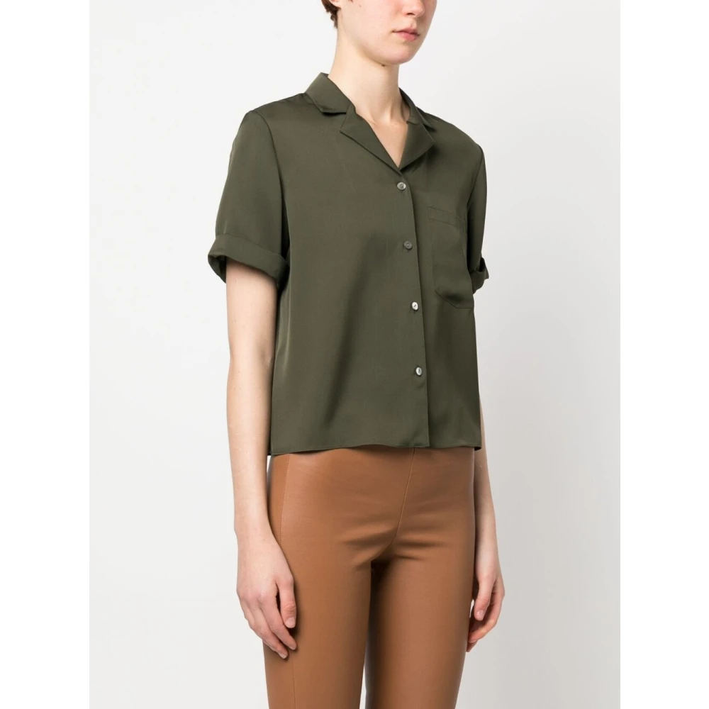 Theory Zijden Bowling Shirt Olijfgroen Green Dames