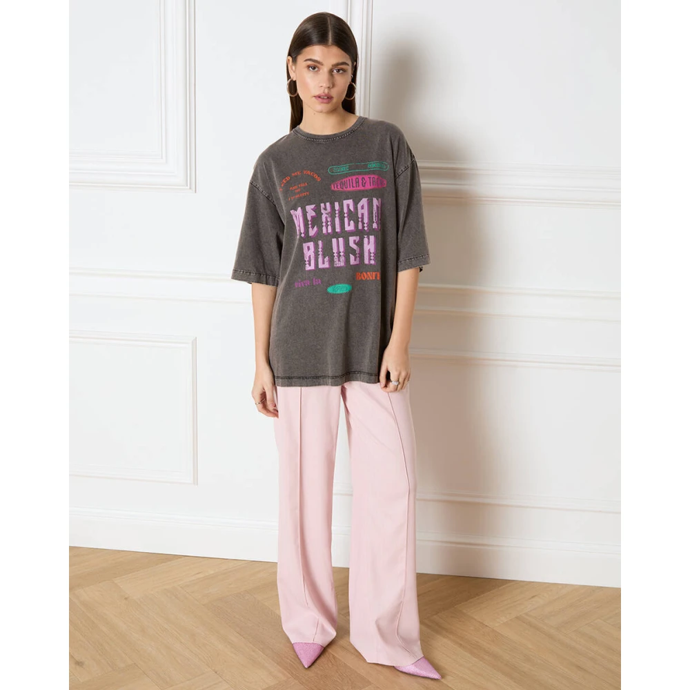 Refined Department Oversized Mexican T-shirt Maggy Gray Dames