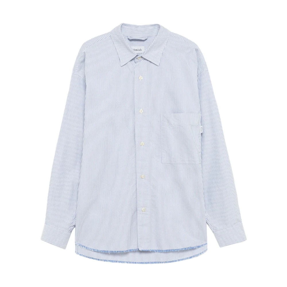 Amish Gestreept Oxford Overhemd voor Mannen Blue Heren