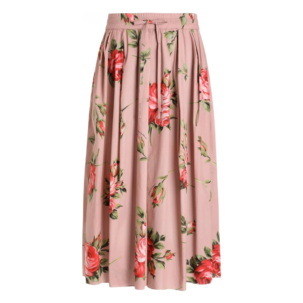 Dolce & Gabbana , Midi Skirts, Female, Multicolor, M, Rose Bouquet-Print Midi Skirt
