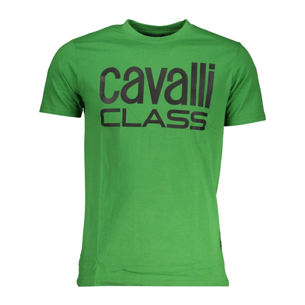 Cavalli Class Groene T-shirt met korte mouwen en logo Green Heren