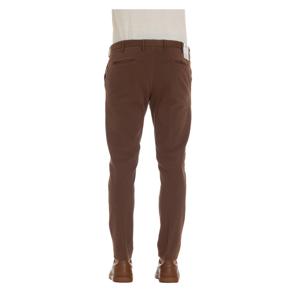 PT Torino Bruine Maatwerk Broek Rits Sluiting Brown Heren