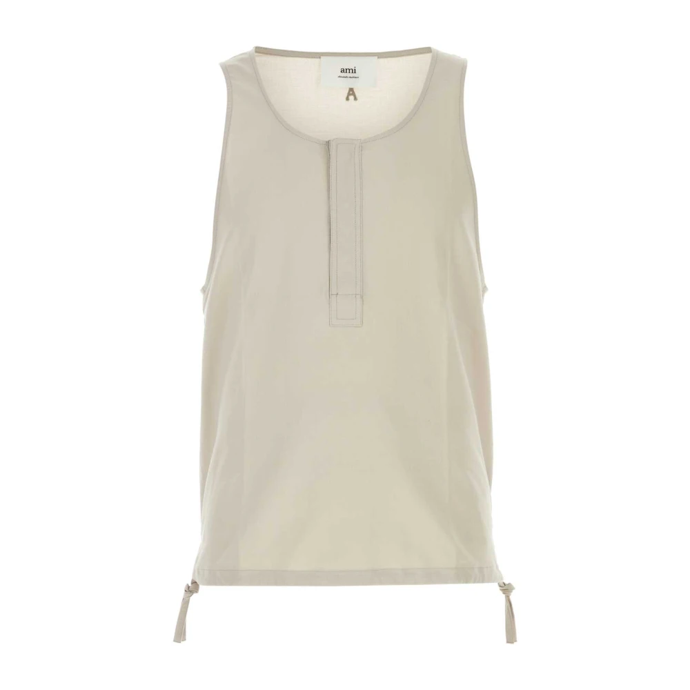 Ami Paris Katoenen Tanktop in Zand Beige Dames