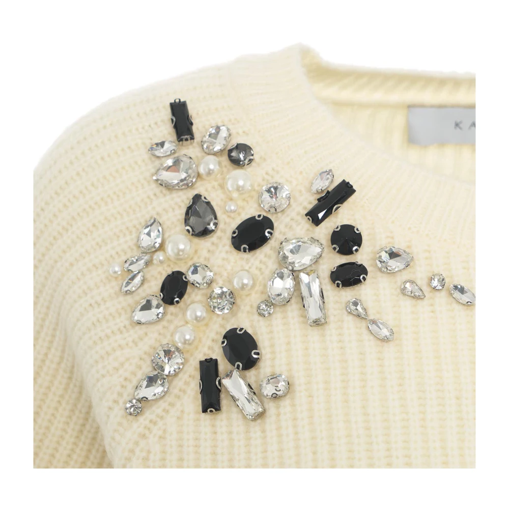 Kaos Witte Strass Gebreide Trui White Dames