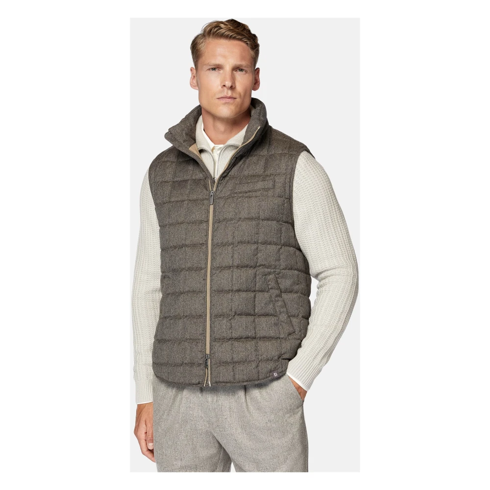 Boggi Milano Flanellen Gilet Gevuld Met Ganzenveren Gray Heren