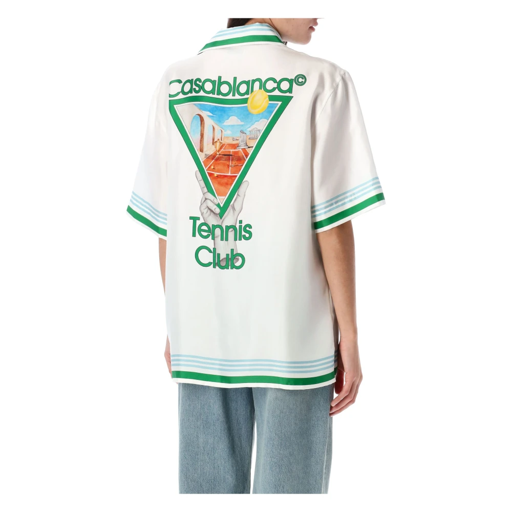 Casablanca Metaphysical Tennis Icon Silk Shirt White Dames