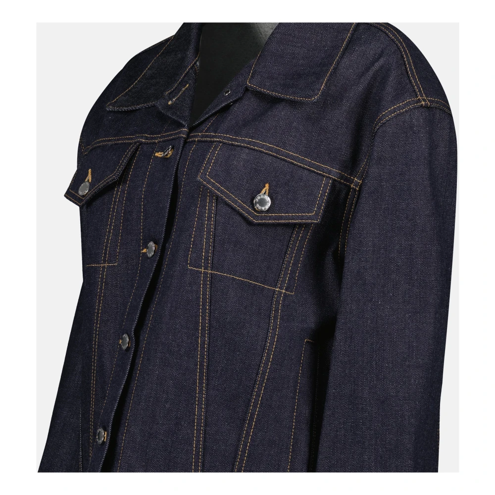Prada Denim Jack Klassiek Blauw Ruw Blue Dames