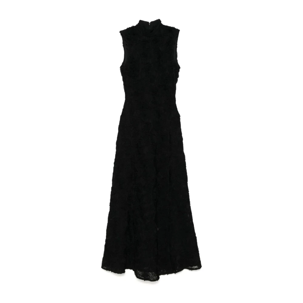 Rotate Birger Christensen Zwarte Bloemen Mesh Maxi Jurk Black Dames
