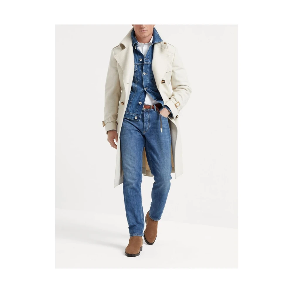 BRUNELLO CUCINELLI Witte Katoenen Polosweater White Heren