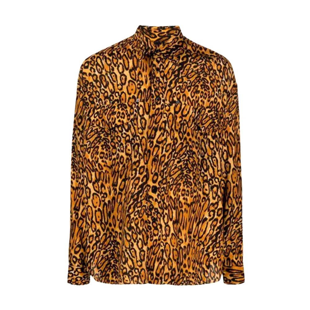 Moschino Luipaardprint Overhemd met Lange Mouwen Brown Heren
