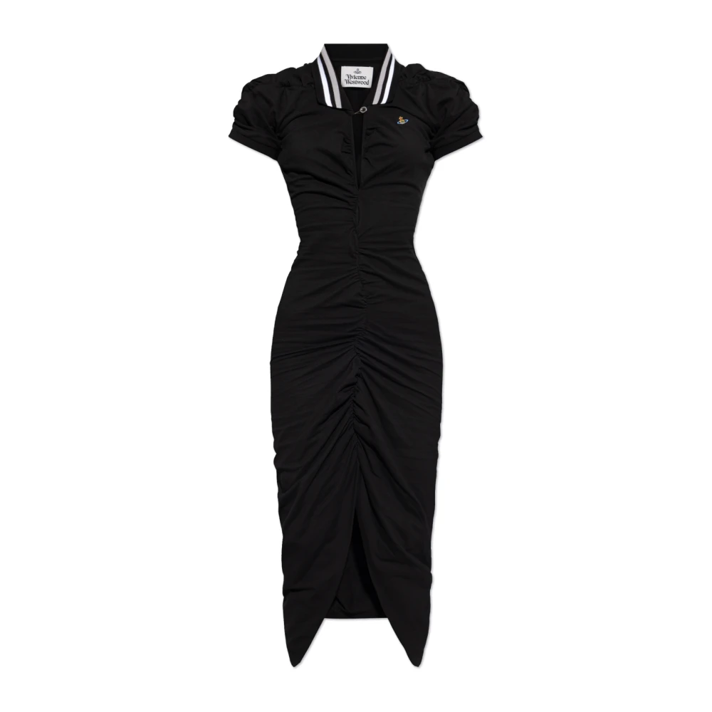 Vivienne Westwood Geborduurde Midi Jurk met Logo Black Dames