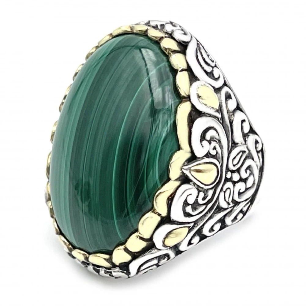 Jalan Jalan 925 Sterling Silver Malakit Ring Multicolor, Unisex