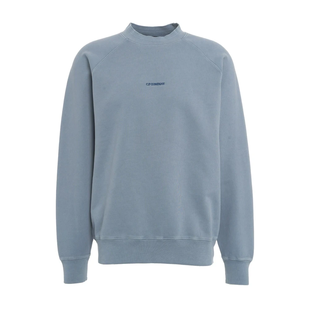 C.P. Company Blauwe Geborduurde Logo Sweatshirt Aw24 Blue Heren