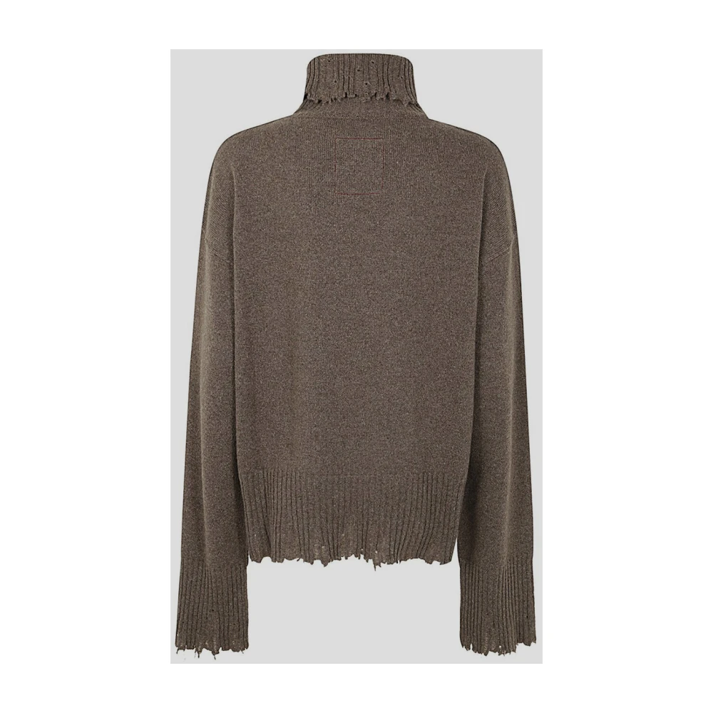 UMA Wang Kasjmier High Neck Gebreide Top Brown Dames