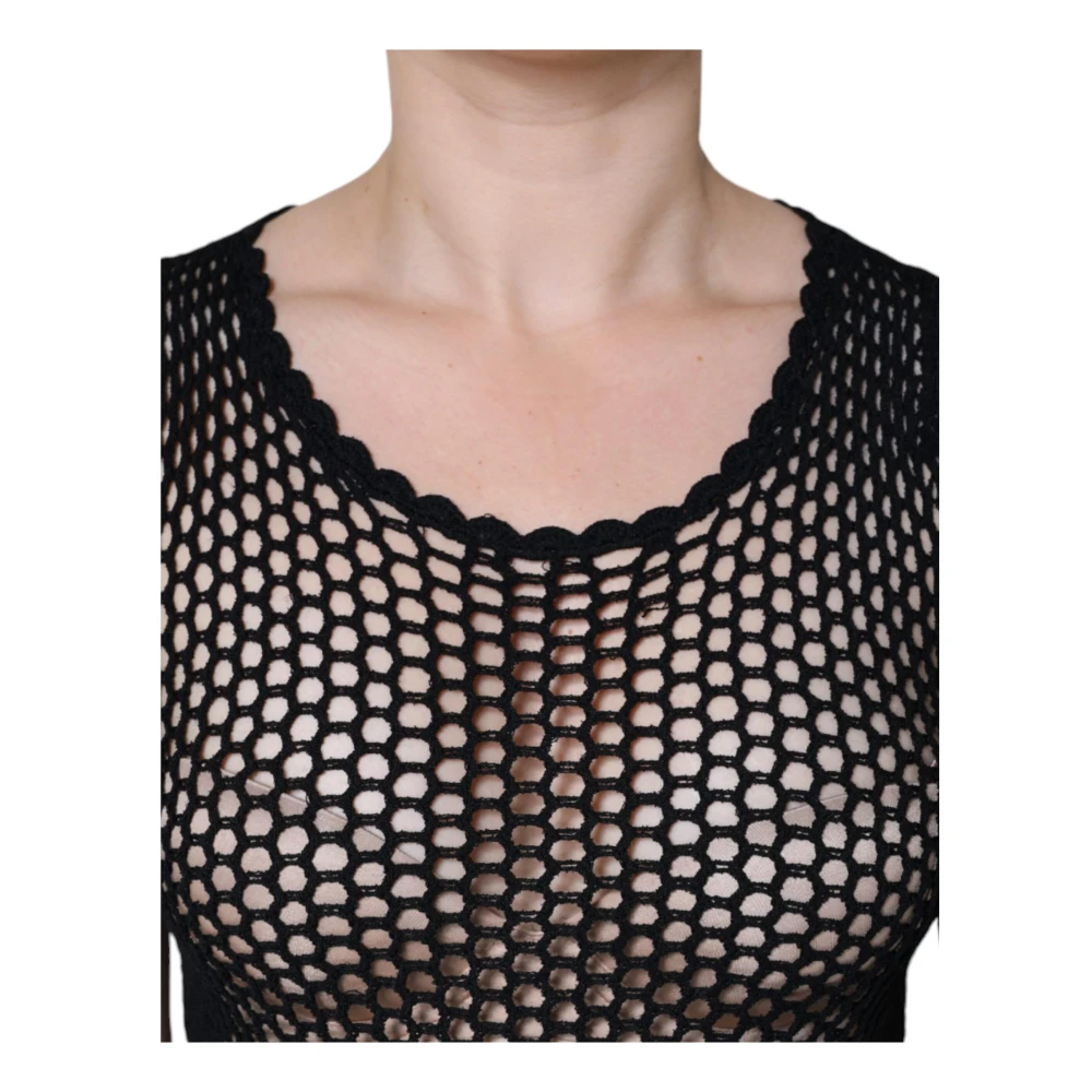 Dolce & Gabbana Zwarte Mesh Mouwloze Tanktop Black Dames