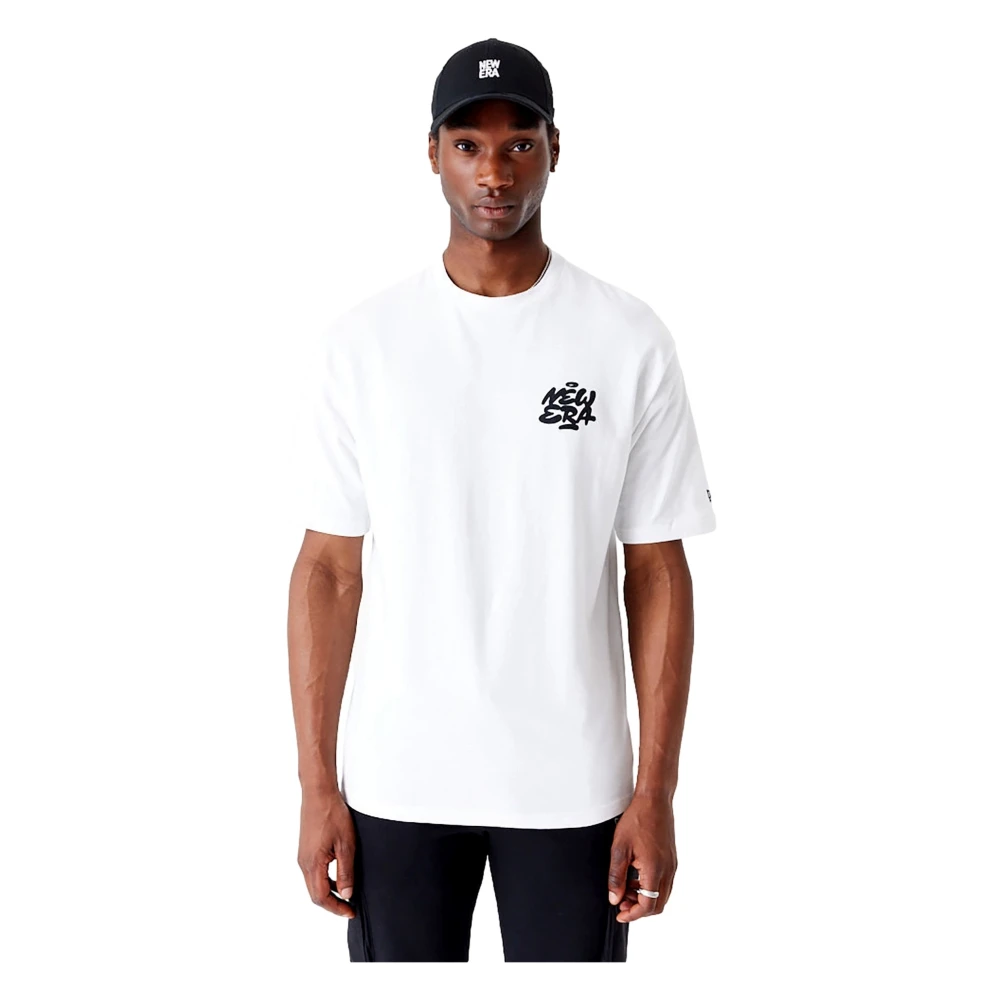 new era Witte Spray Grafische Tee White Heren