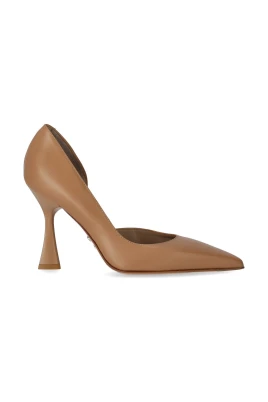 Beige Läderpump med 10 cm Klack