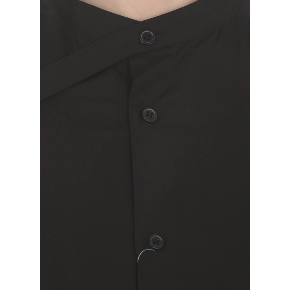 Yohji Yamamoto Zwarte Katoenen Mandarin Kraag Shirt Black Heren