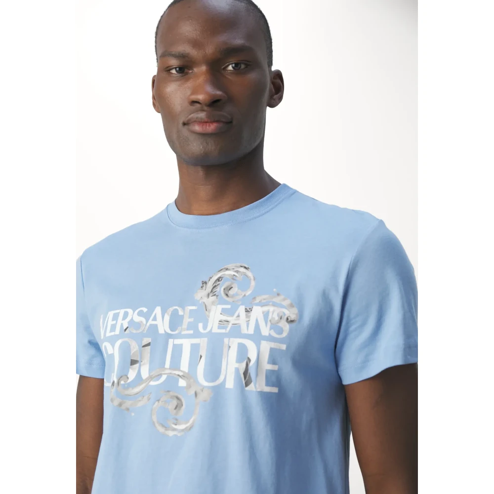 Versace Jeans Couture Logo Watercolour T-shirt Blauw Blue Heren