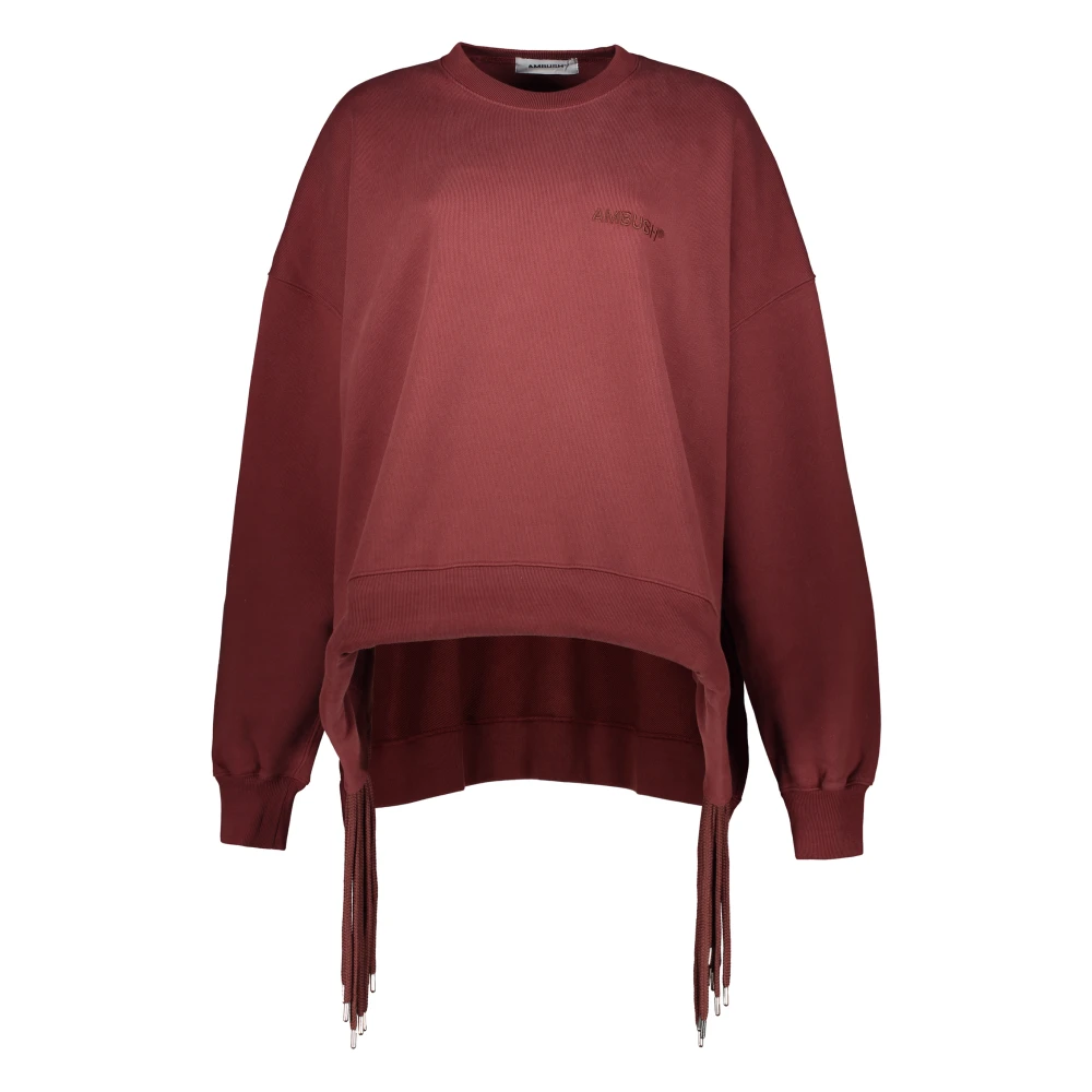 Ambush Geribbelde katoenen sweatshirt met asymmetrische zoom Brown Dames