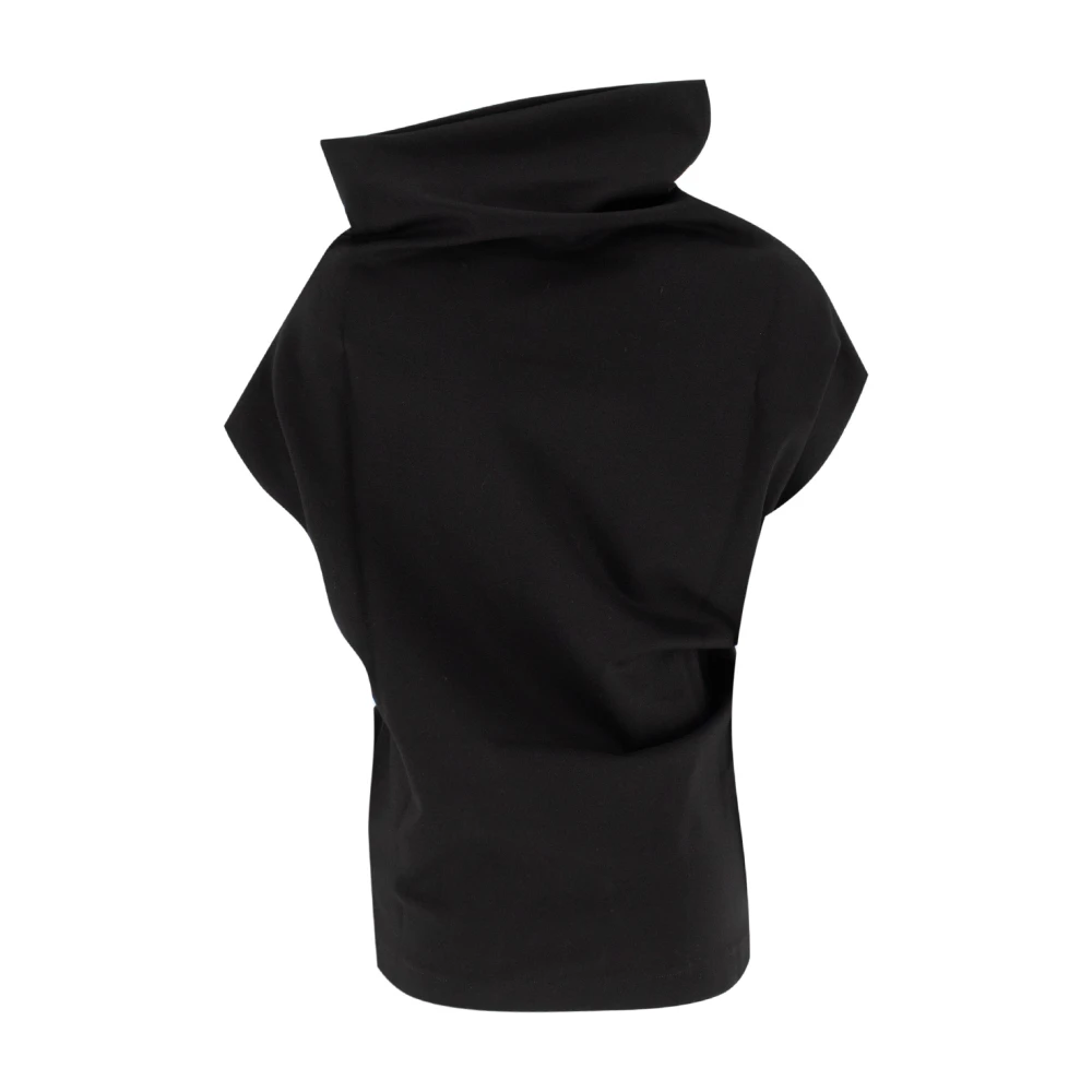Fabiana Filippi Asymmetrische T-shirt van compacte stof Black Dames