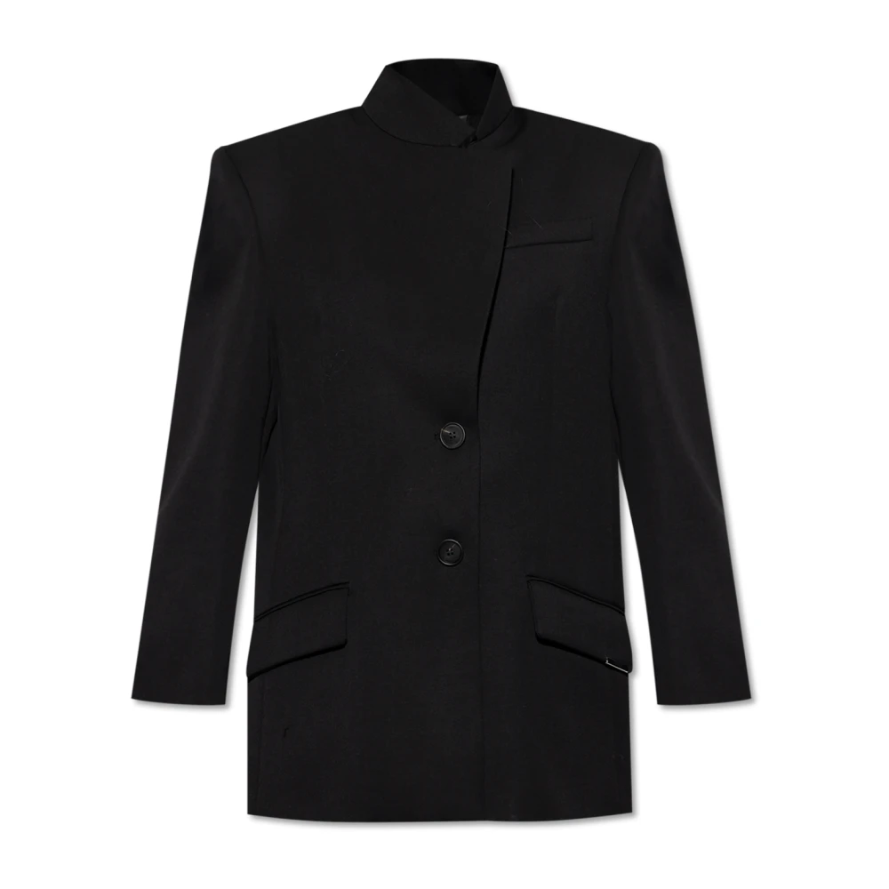 The Attico Zwarte Wol Single-Breasted Jas Black Dames