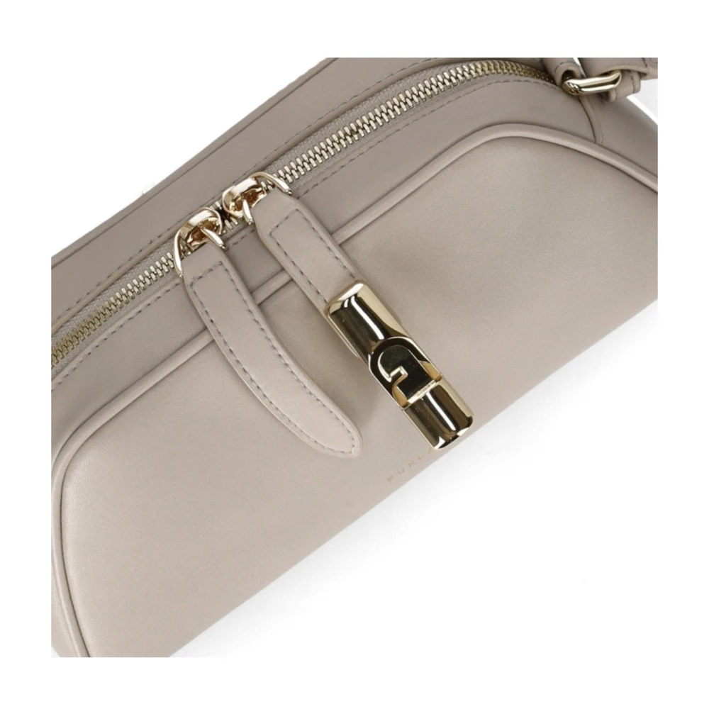 Furla Vanilla Mini Crossbody Tas met Glossy Finish Beige Dames