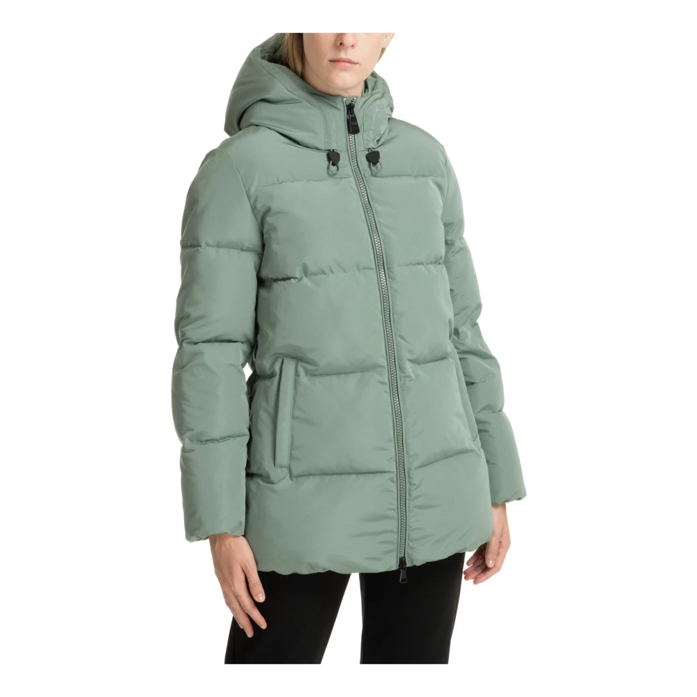 Emporio Armani EA7 Warme Donsjas met Capuchon Green Dames