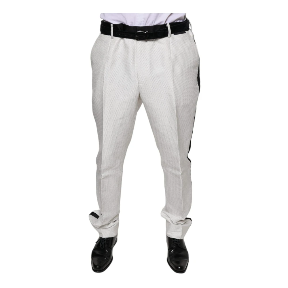 Dolce & Gabbana Zijdeblend Witte Pantalon White Heren