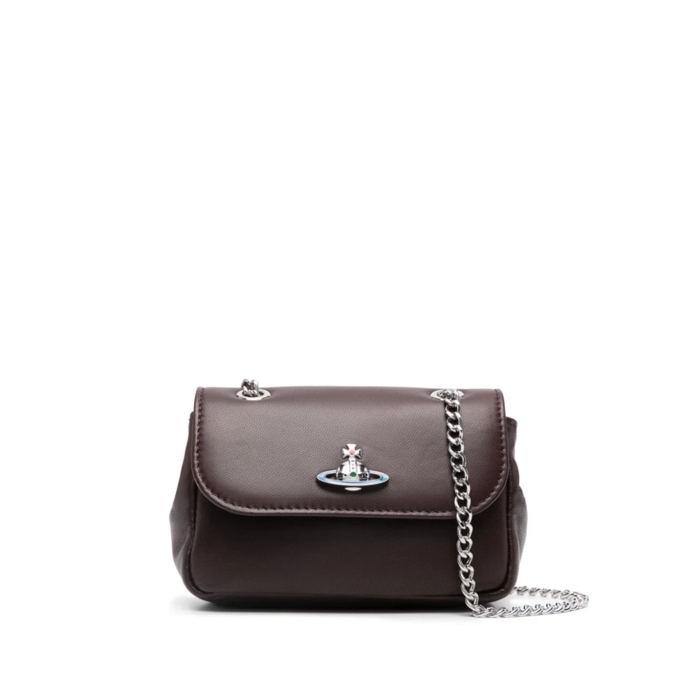 Vivienne Westwood Bruine Schoudertas met Kettingband en Orb Plaque Brown Dames