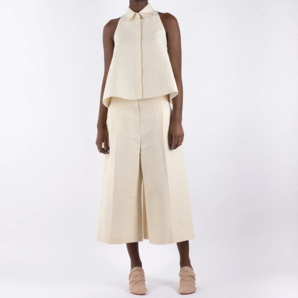Marni Ivoor Katoenen Overhemd Beige Dames