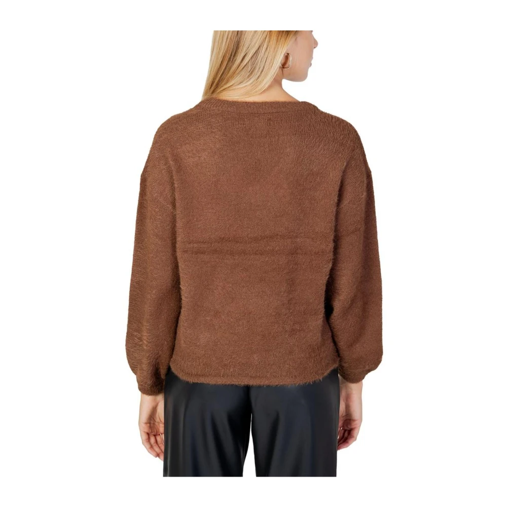 Jacqueline de Yong Gezellige Nylon Acryl Sweater Collectie Brown Dames