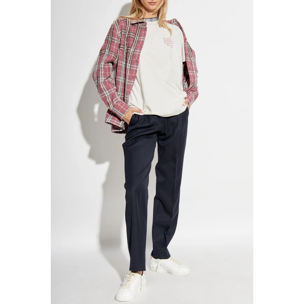 Golden Goose Boxy fit shirt met roze zandkleurige en grijze ruitjesborduring Pink Dames