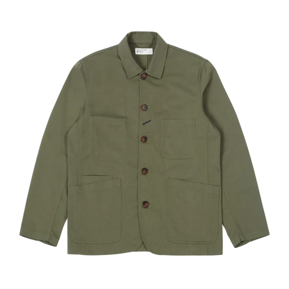 Universal Works Men's Green Twill Bakers Jacket - Light Jackets - Xl - Jackets