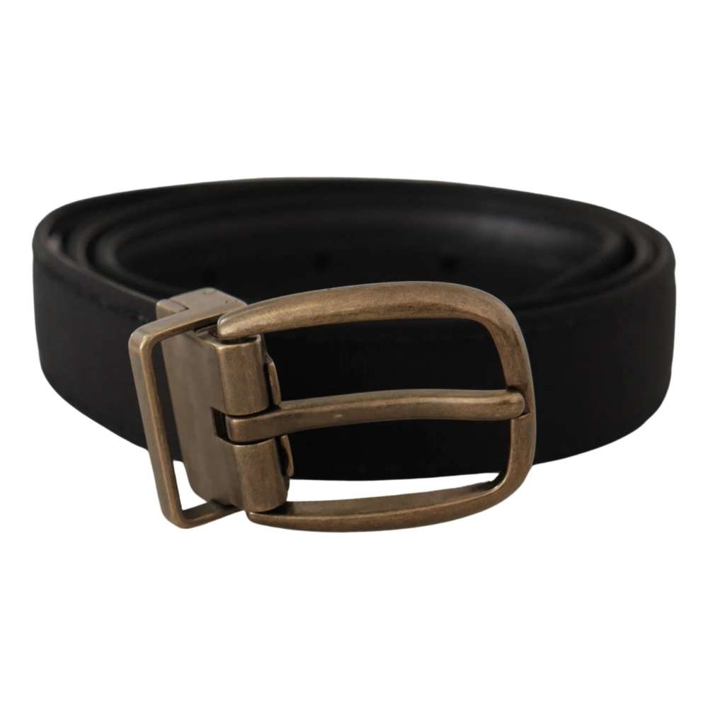 Dolce & Gabbana Elegante Leren Riem Zwart Black Heren