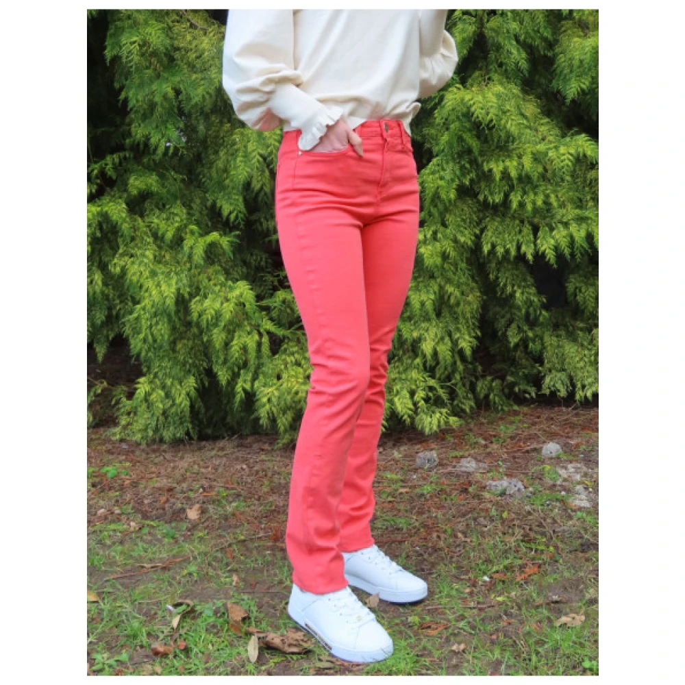 Islow Hoge Taille Slim Fit Katoenen Broek Red Dames