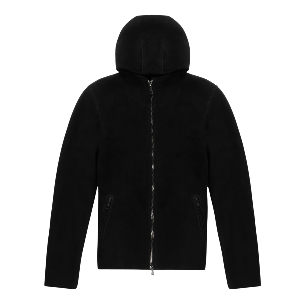 Giorgio Brato Shearling capuchonjas in Nero zwart Black Heren