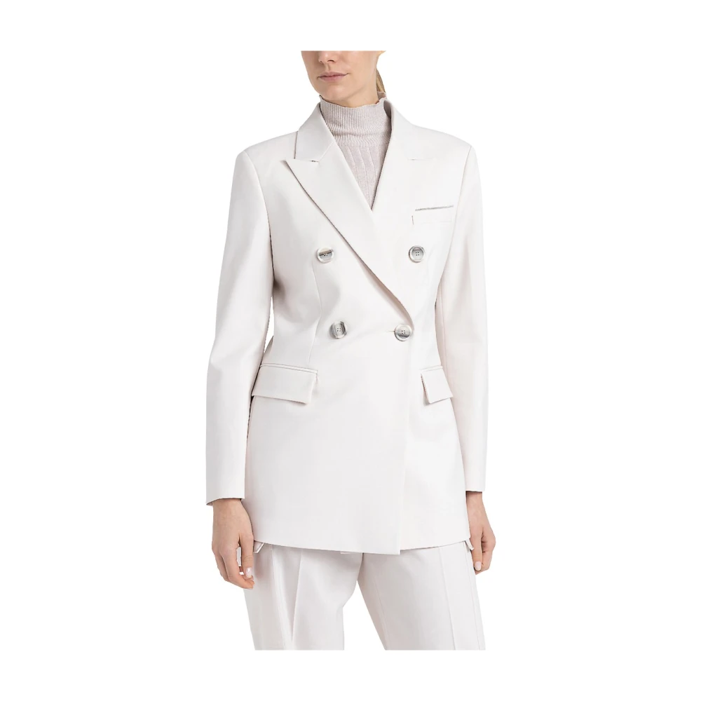 PESERICO Dubbelrijige blazer in technische wollen keper Beige Dames