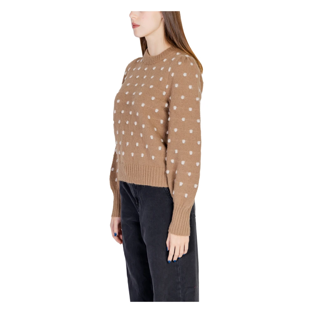 Jacqueline de Yong Polka Dot Gebreide Trui Bruin Brown Dames