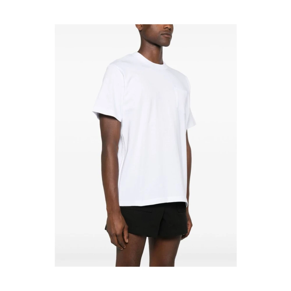 Sacai Witte Katoenen Crew Neck T-shirt White Heren